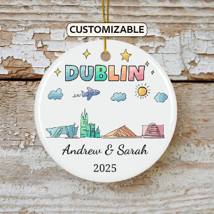 Personalized Skyline Dublin Ornament, Ireland Ceramic Ornament