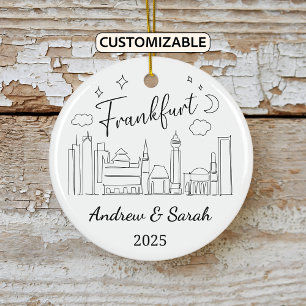 Personalized Skyline Frankfurt Ornament, Germany Ceramic Ornament