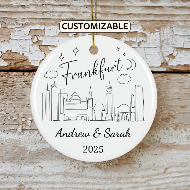 Personalized Skyline Frankfurt Ornament, Germany Ceramic Ornament (Creator Uploaded)