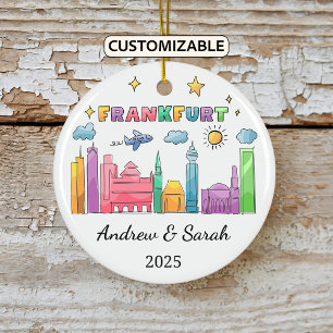 Personalized Skyline Frankfurt Ornament, Germany Ceramic Ornament