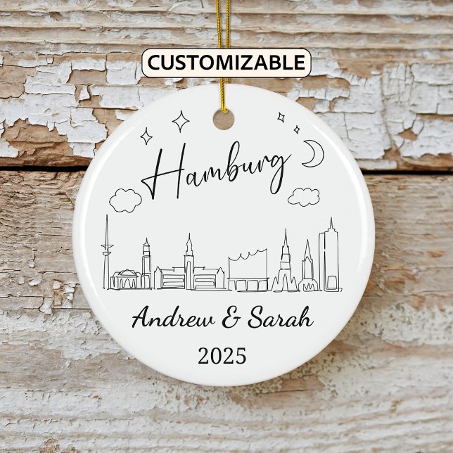 Personalized Skyline Hamburg Ornament, Germany Ceramic Ornament (Creator Uploaded)