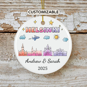 Personalized Skyline Helsinki Ornament, Finland Ceramic Ornament