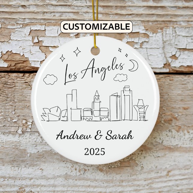 Personalized Skyline Los Angeles, California Ceramic Ornament (Creator Uploaded)