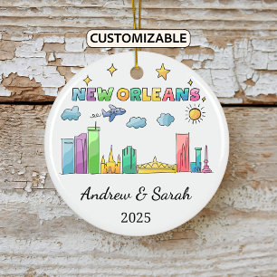 Personalized Skyline New Orleans, Louisiana Ceramic Ornament