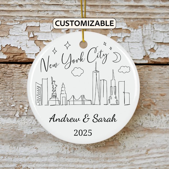 Personalized Skyline New York Ornament, New York Ceramic Ornament (Creator Uploaded)
