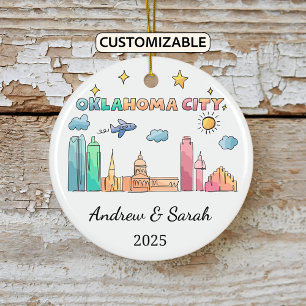 Personalized Skyline Oklahoma City, Oklahoma Ceramic Ornament