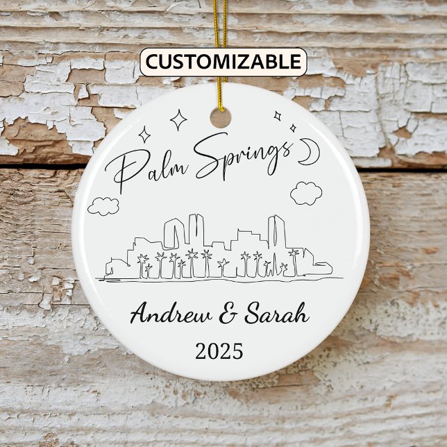 Personalized Skyline Palm Springs, California Ceramic Ornament (Creator Uploaded)