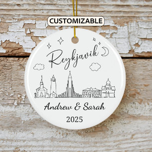 Personalized Skyline Reykjavik Ornament, Iceland Ceramic Ornament