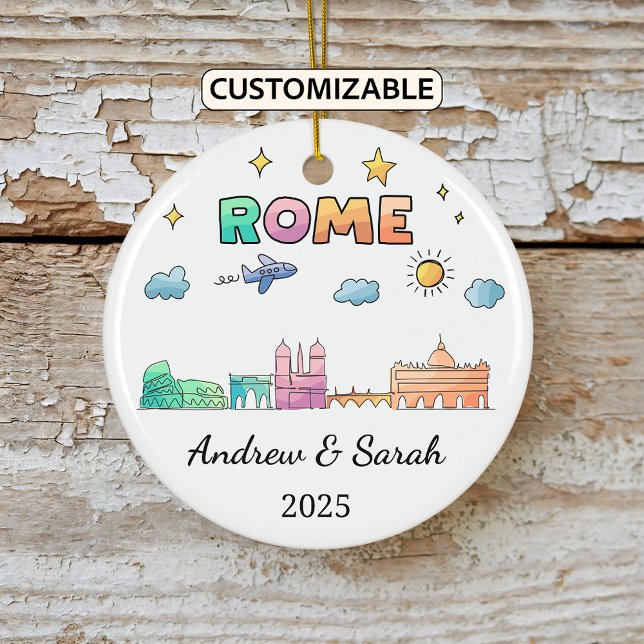 Personalized Skyline Rome Ornament, Italy Ceramic Ornament (Creator Uploaded)