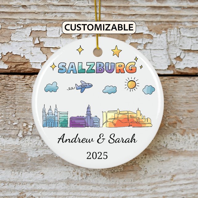 Personalized Skyline Salzburg Ornament, Austria Ceramic Ornament (Creator Uploaded)