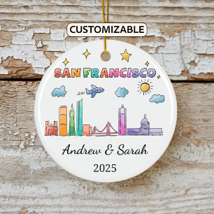 Personalized Skyline San Francisco, California Ceramic Ornament