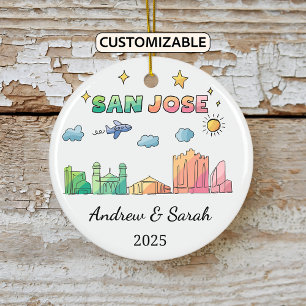 Personalized Skyline San Jose Ornament, California Ceramic Ornament