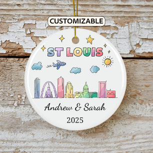 Personalized Skyline St Louis Ornament, Missouri Ceramic Ornament