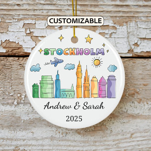 Personalized Skyline Stockholm Ornament, Sweden Ceramic Ornament