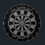 Personalized Sleek Black & Grey Dartboard<br><div class="desc">Sleek dark coloured dartboard design with 2 lines of your custom text in white font.</div>