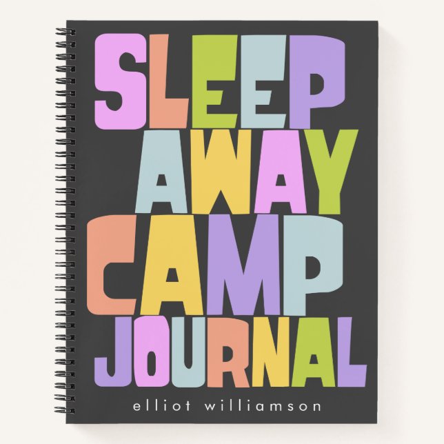 Personalized Sleepaway Summer Camp Camper's Black Notebook (Front)