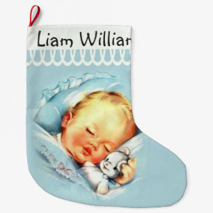 Personalized Sleeping Baby Double-sided Large Christmas Stocking