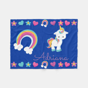 Personalized Sleeping Baby Unicorn & Rainbow Fleece Blanket