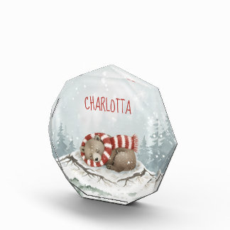 Personalized Sleeping Bear Photo Block, Custom Nam