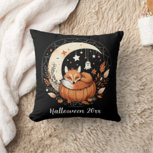 Personalized Sleeping Fox with Cute Ghost Throw Pillow