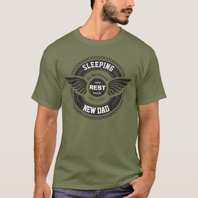 Personalized SLEEPING New Dad T-Shirt (Front)