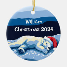 Personalized Sleeping Polar Bear Ornament