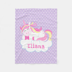 Personalized Sleeping Unicorn Kids Fleece Throw