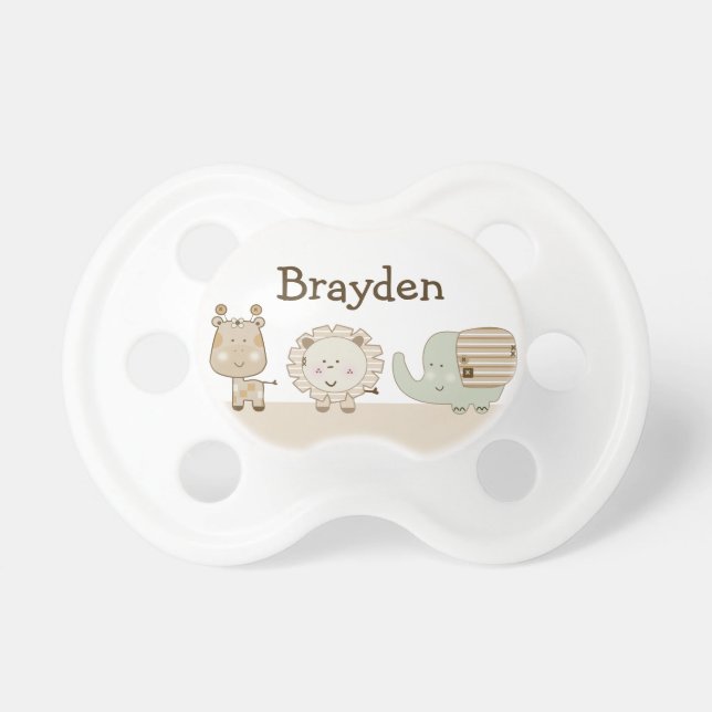 Personalized "Sleepy Animal Safari" Pacifier (Front)