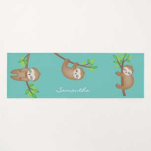 Personalized Sleepy Happy Sloth Cute Yoga Mat