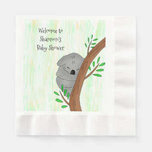 Personalized Sleepy Koala Bear Themed Baby Shower Napkin