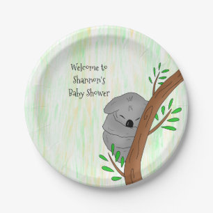 Personalized Sleepy Koala Bear Themed Baby Shower Paper Plate