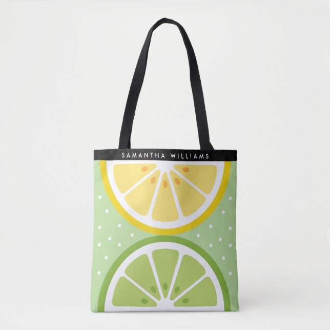 Personalized Sliced Tropical Fruit Summer Tote Bag (Front)
