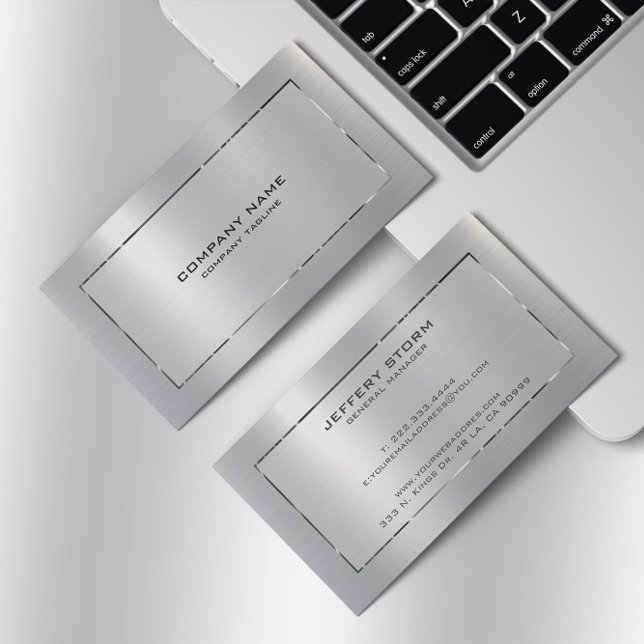 Personalized Slick Silver Grey Metallic Texture  Business Card (Creator Uploaded)