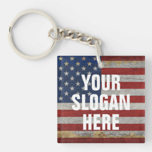 PERSONALIZED SLOGAN COUNTRY SAYING CUSTOMIZED FLAG KEYCHAIN
