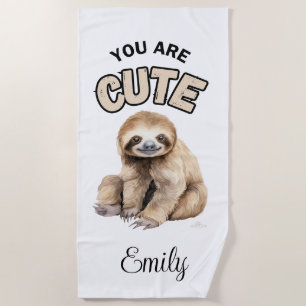 PERSONALIZED SLOTH BEACH TOWEL