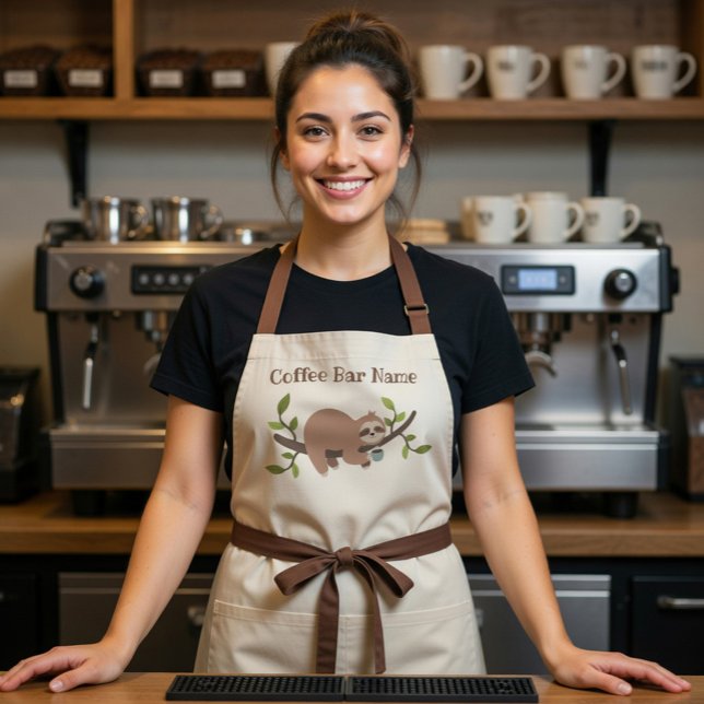 Personalized Sloth Coffee Bar Apron (Creator Uploaded)