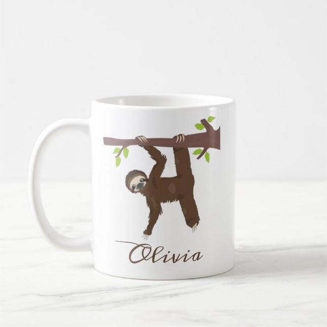 Personalized Sloth Coffee Mug Sloth Gifts for Her (Left)