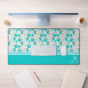 Personalized Sloth Monogram Desk Mat