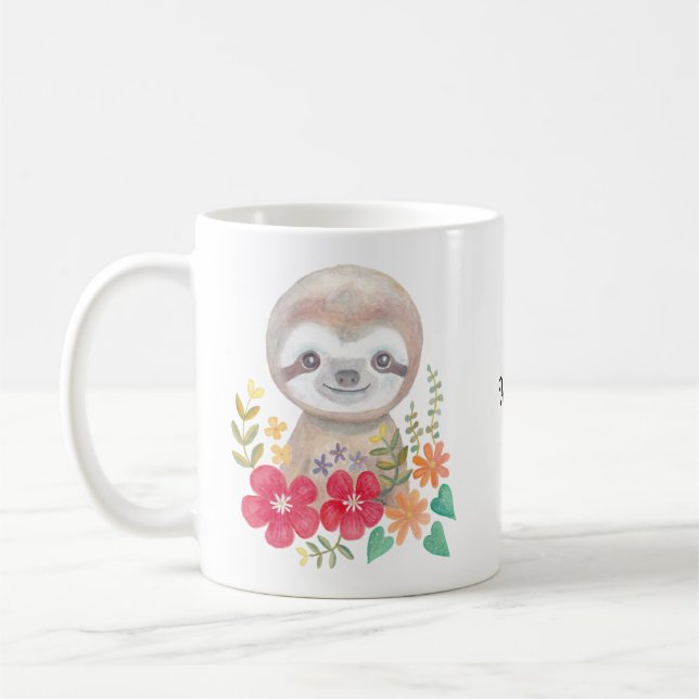 Personalized Sloth Mug Custom Name Baby Sloth mug (Left)