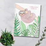 Personalized Sloth Planner<br><div class="desc">This cute Planner is decorated with a watercolor of a smiling sloth hanging from a branch with tropical leaves. On the back, it says Sloth Life and you can change these words if you wish. Easily customizable. Use the Design Tool option to change the text size, style, and colour. Because...</div>