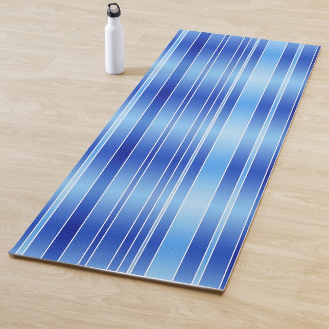 Personalized Slow Wave Blue Striped Yoga Mat (In Situ)