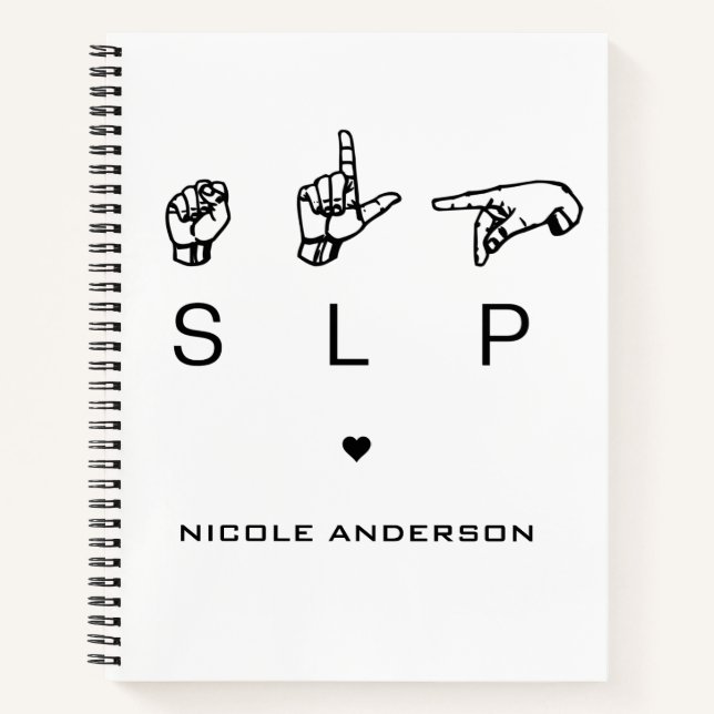 Personalized SLP Speech Language Pathologist ASL Notebook (Front)