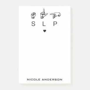 Personalized SLP Speech Language Pathologist ASL Post-it Notes