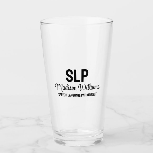 Personalized SLP Speech Language Pathologist Gift Glass (Front)