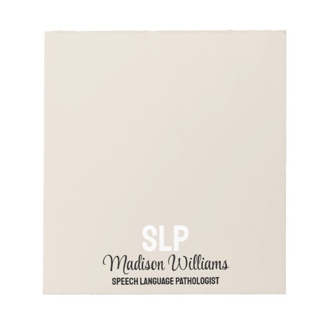 Personalized SLP Speech Language Pathologist Gift Notepad (Front)