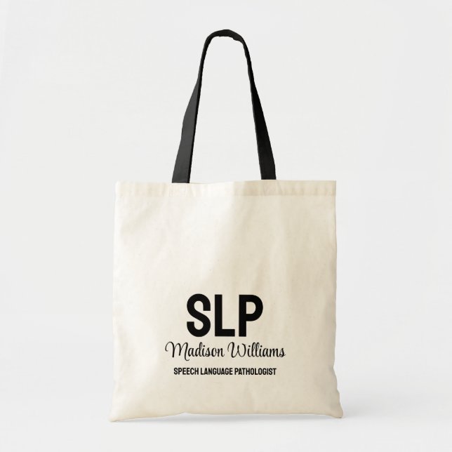 Personalized SLP Speech Language Pathologist Gift Tote Bag (Front)
