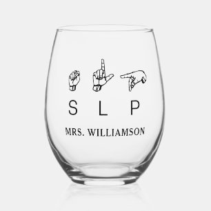 Personalized SLP Speech Pathologist Appreciation Stemless Wine Glass