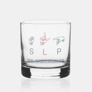 Personalized SLP Speech Pathologist Appreciation Whiskey Glass