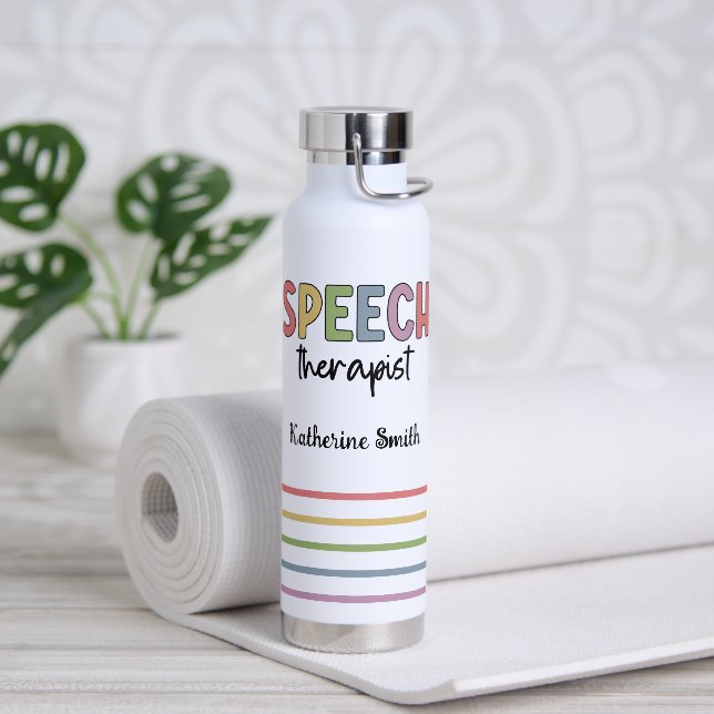 Personalized SLP Speech Therapist Water Bottle (Yoga)