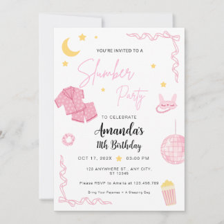 Personalized Slumber Party Birthday Invitation